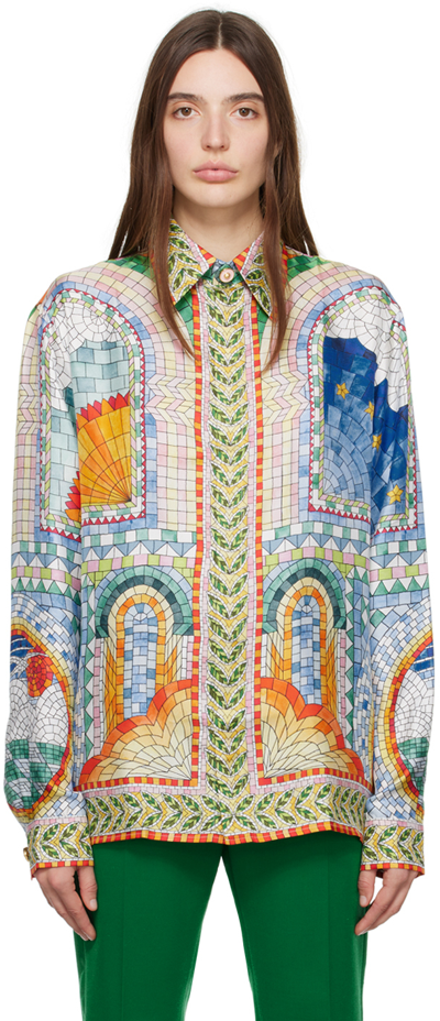 Casablanca Printed Silk Twill Shirt In Multicolor