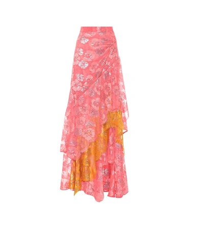 Peter Pilotto Ruffle Lace Maxi Skirt In Pink