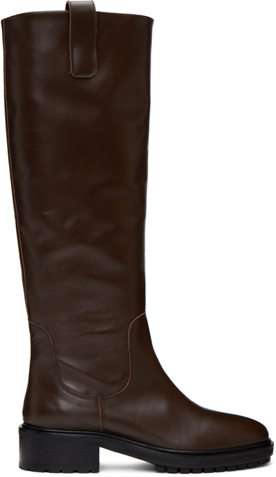 Aeyde 45mm Henry Leather Tall Boots In Brown