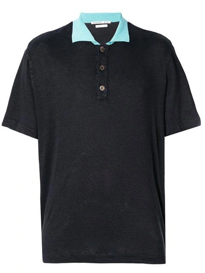 Common Wild Knitted Polo Shirt In Blue