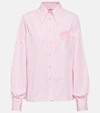 Etro Logo Embroidered Cotton Poplin Shirt In Pink