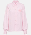 Etro Logo Embroidered Cotton Poplin Shirt In Pastel