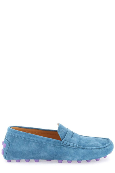 Tod's 5mm Gommino Macro Suede Loafers In Blue