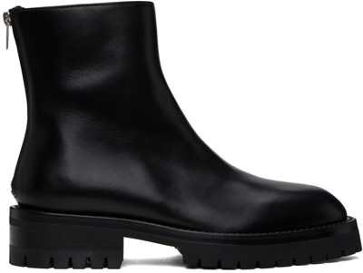 Ann Demeulemeester Drees Leather Ankle Boots In Black