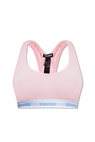 Dsquared2 Logo Cotton Jersey Bra Top In Pink