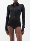 Sportmax Pera Viscose Jersey Shirt Bodysuit In Black