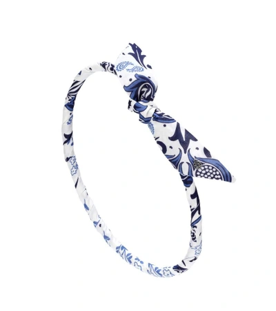 Maison Michel Danny Printed Cotton Headband In Blue