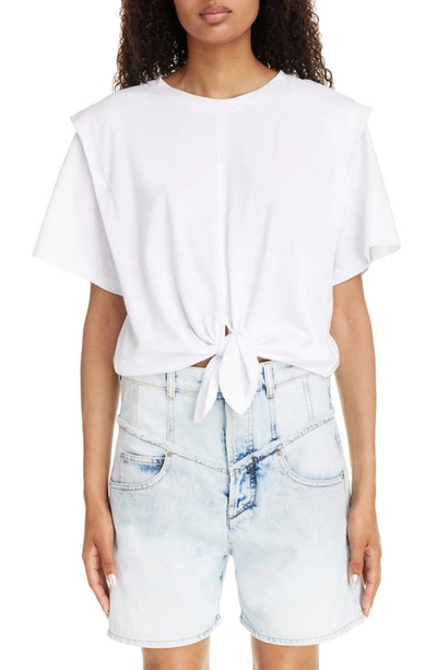 Isabel Marant Zelikia Self-tie Cotton T-shirt In White