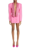 Area Embellished Wool Tuxedo Mini Dress In Carmine Rose