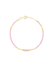 Anni Lu Pink And Yellow Peppy Gold Plated Bracelet In Pink&purple