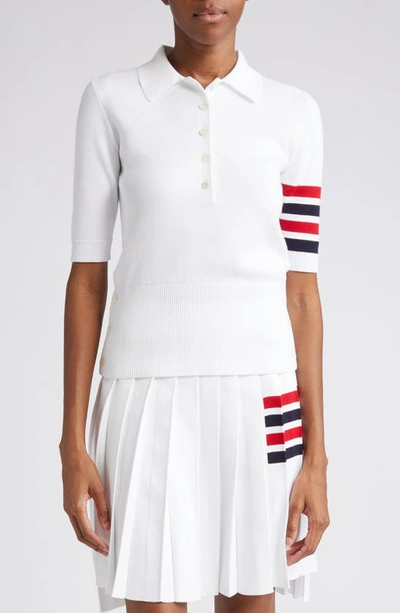 Thom Browne Knit Cotton Polo In White