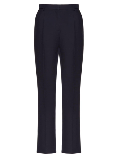 Valentino Crepe Couture Trousers In Navy