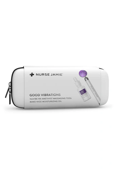 Nurse Jamie Good Vibrations Massaging Tool & Moisturizing Oil Set Usd $170 Value, 1 oz In Purple/ White/ Silver/ Blue