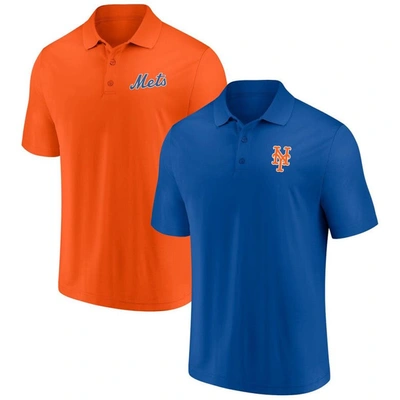 Fanatics Men's  Royal, Orange New York Mets Dueling Logos Polo Shirt Combo Set In Royal,orange