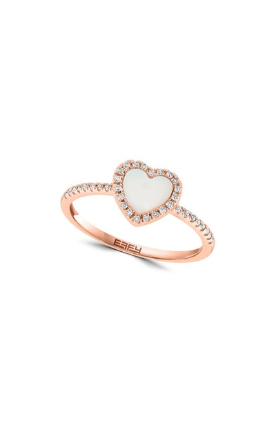 Effy 14k Rose Gold Mother-of-pearl & Diamond Heart Ring In Pink
