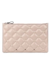 Valentino Garavani Large Candystud Leather Pouch In Poudre