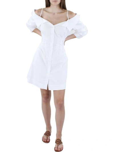 Jonathan Simkhai Womens Collared Mini Shirtdress In White