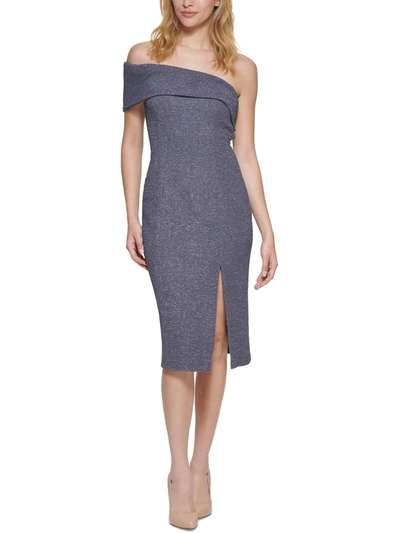 Eliza J Womens Textured Midi Bodycon Dress In Blue