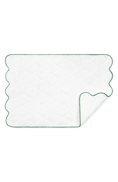 Matouk Cairo Scallop Trim Cotton Quilted Mat In Kelly Green