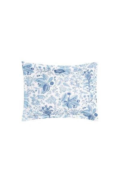 Matouk Pomegranate Quilted Linen Pillow Sham In Porcelain Blue