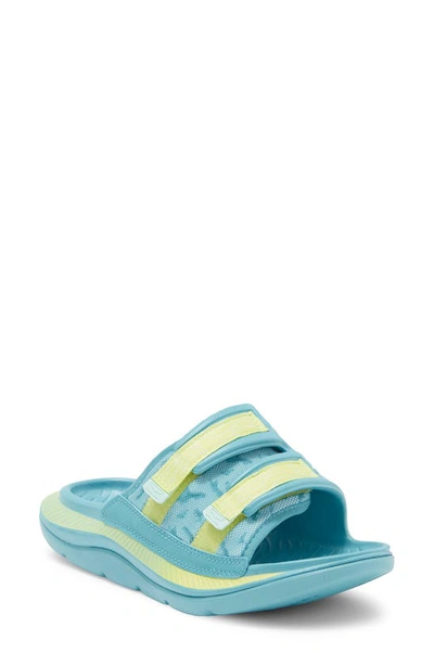 Hoka Gender Inclusive Ora Luxe Slide Sandal In Ocean Mist / Citrus Glow