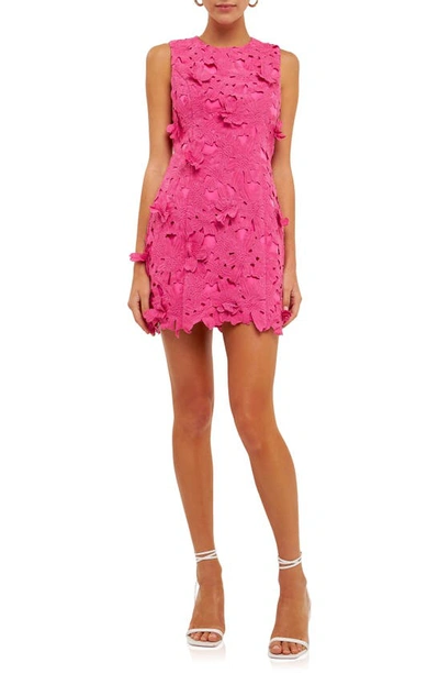 Endless Rose Floral Embroidered Sheath Dress In Fuchsia