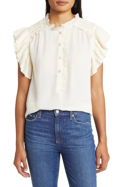 Wit & Wisdom Double Ruffle Top In Frv French Vanilla