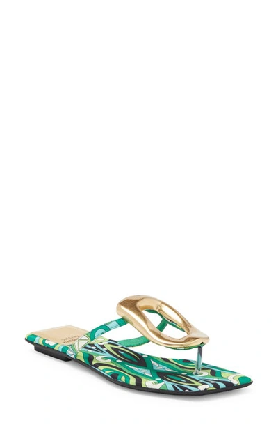 Jeffrey Campbell Linques 2 Flip Flop In Green Metallic