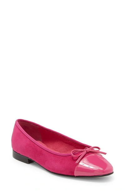 Jeffrey Campbell Arabesque Ballet Flat In Fuchsia Suede Combo