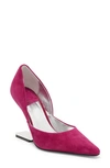Jeffrey Campbell Juliette Pointed Toe Pump In Dark Fuchsia Suede Silver