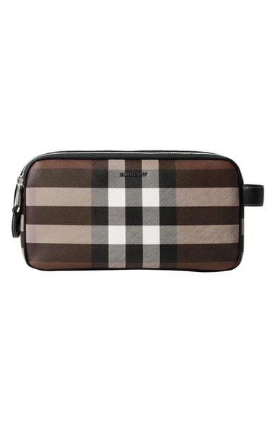 Burberry Check Print Coated Canvas Dopp Kit In Brown