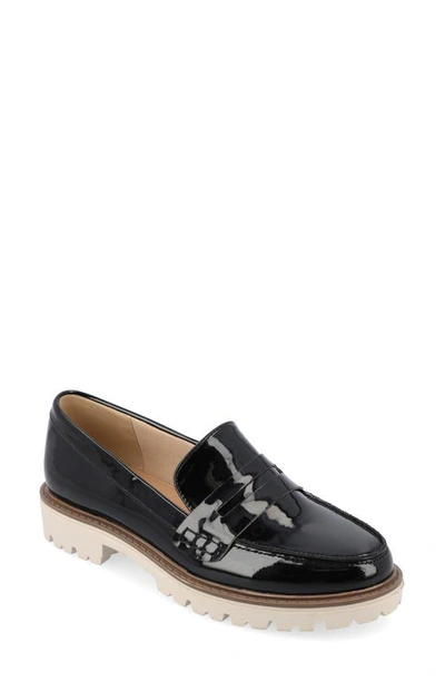 Journee Collection Kenly Penny Loafer In Patent/ Black