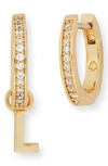 Kate Spade Cubic Zirconia Pavé Initial Huggie Earrings In Clear/ Gold L