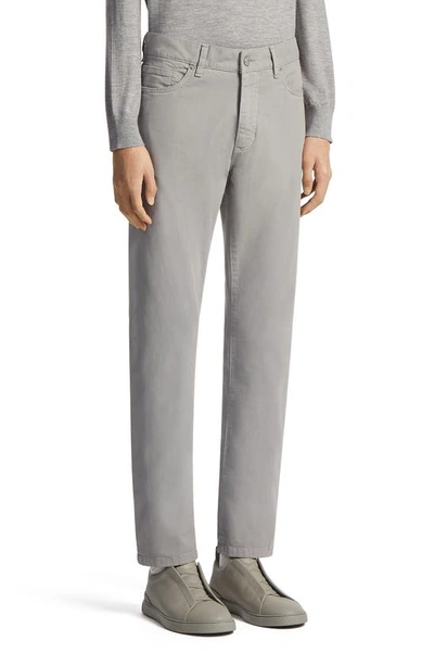 Zegna Men's Cotton-stretch 5-pocket Trousers In Grey