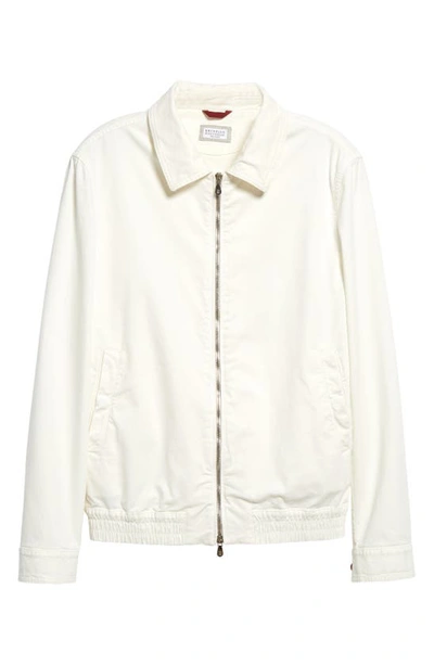 Brunello Cucinelli Men's Cotton Full-zip Bomber Jacket In C2200 White