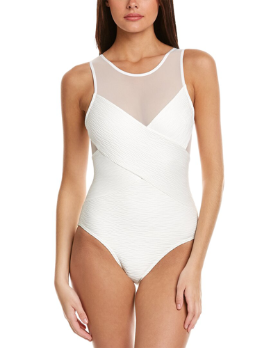 Carmen Marc Valvo High Neck One-piece In White