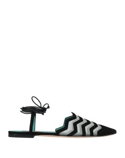 Missoni Mesh And Suede Point-toe Flats In Black