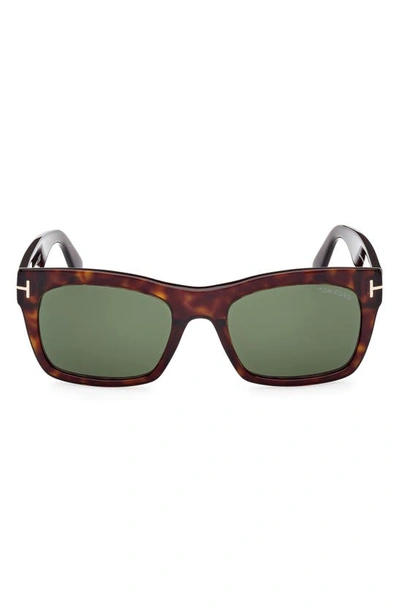 Tom Ford Women's Dax Square Sunglasses In Dark Havana/green