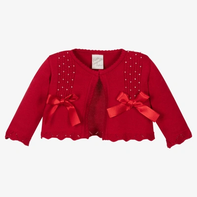 Pretty Originals Kids' Girls Red Cotton Knit Cardigan