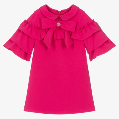 Patachou Kids' Girls Fuchsia Pink Ruffle Shift Dress