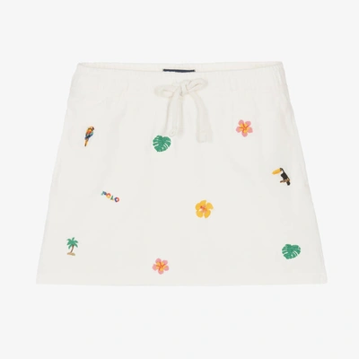 Ralph Lauren Kids' Girls White Embroidered Cotton Skirt