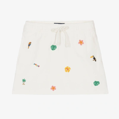 Polo Ralph Lauren Kids' Girls White Embroidered Cotton Skirt