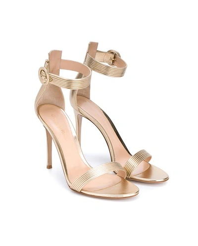 Gianvito Rossi Ribbed Leather Ankle Strap Sandals | ModeSens