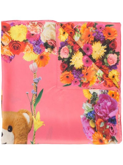 Moschino Teddy Scarf In Pink & Purple