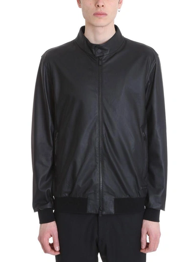 Z Zegna Black Leather Jacket