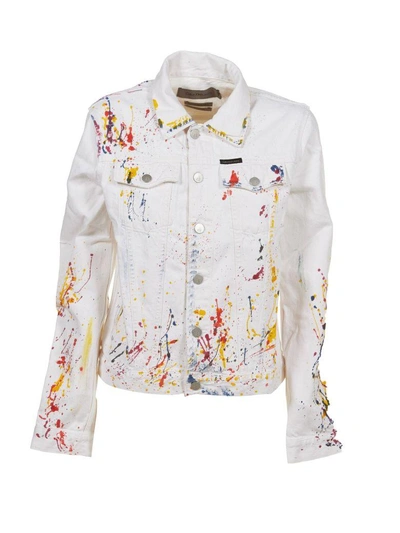Calvin Klein Jeans Est.1978 Paint Splash Jacket In Bianco Multicolor