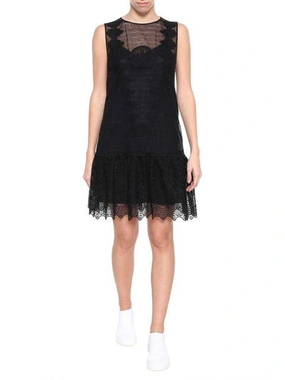 Moncler Sissone Lace Dress In Nero