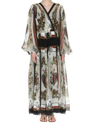 Dolce & Gabbana Pleated Long Dress In Multicolor