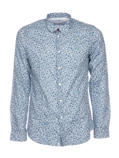Paul Smith Micro Printed Shirt In Blue