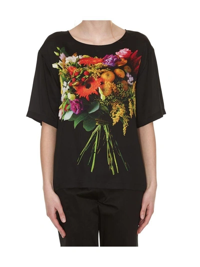 Moschino Floral Print T-shirt In Multicolor